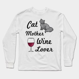 Cat Mother Wine Lover Long Sleeve T-Shirt
